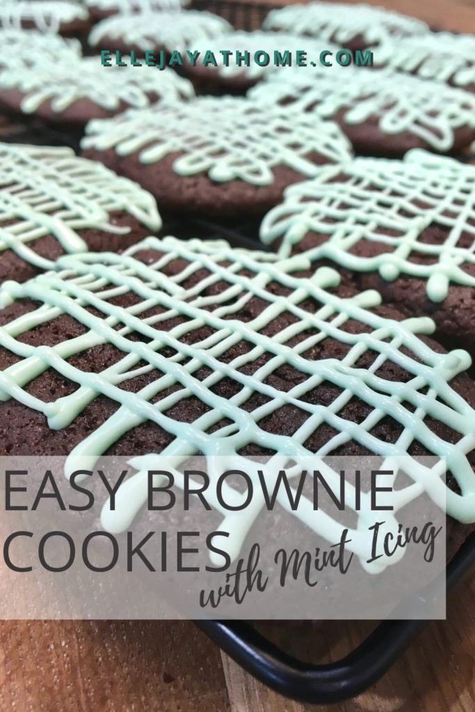 Easy Brownie Cookies with mint icing