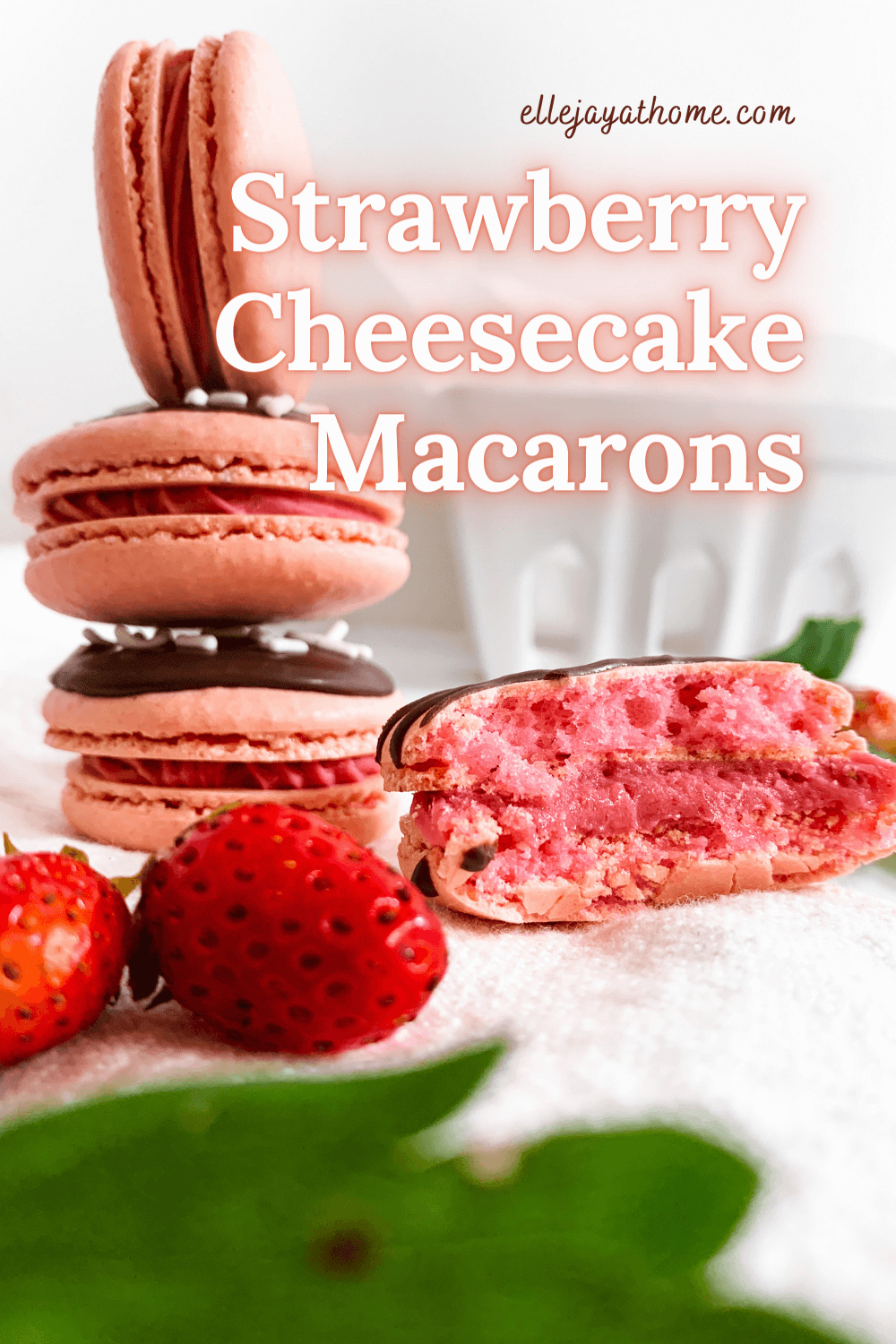 How to Make Chocolate-Covered Strawberry Cheesecake Macarons